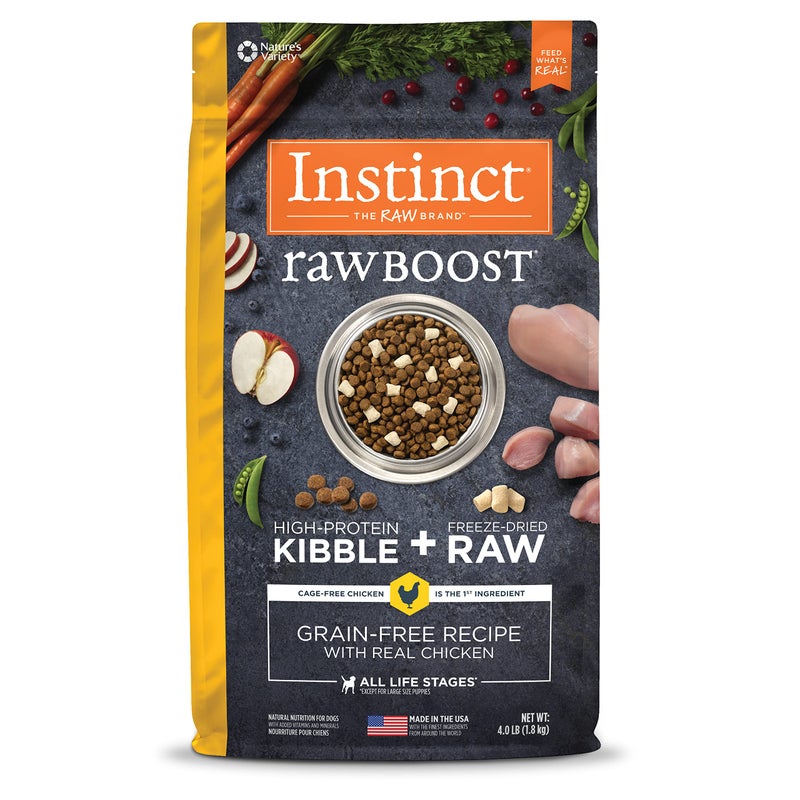 Instinct Raw Boost, Natural Dry Dog Food with Freeze Dried Pieces, High Protein, Grain Free Recipe - Real Chicken, 4 lb. Bag - Image 1