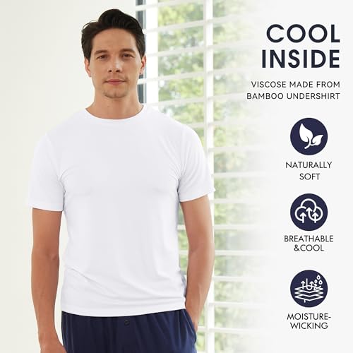 BAMBOO COOL Men's Undershirts White T Shirts for Men, Moisture-Wicking Tee Shirt 6 Pack Crewneck, Short Sleeve Soft Breathable - Image 4