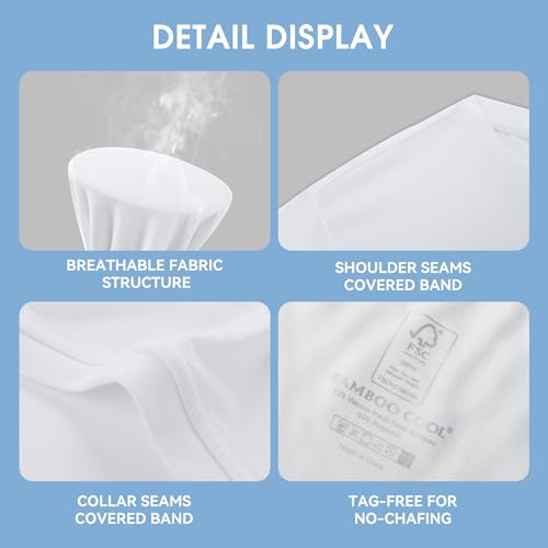BAMBOO COOL Men's Undershirts White T Shirts for Men, Moisture-Wicking Tee Shirt 6 Pack Crewneck, Short Sleeve Soft Breathable - Image 5