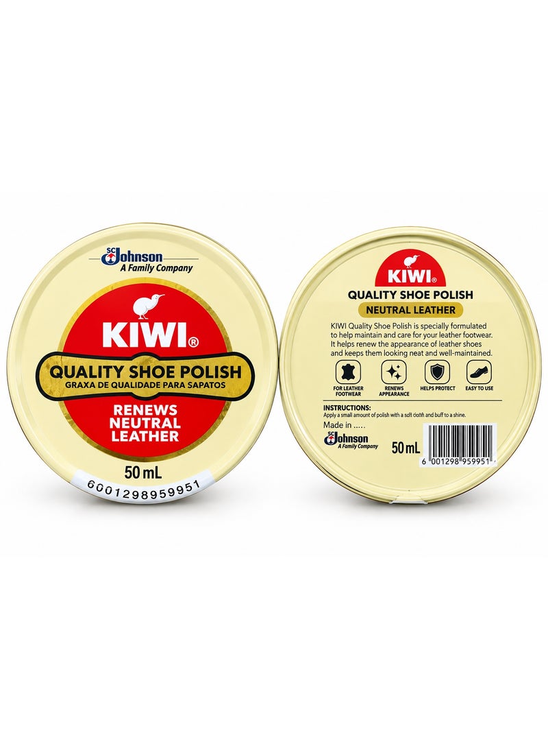ملمع أحذية KIWI عالي الجودة للجلود (لون محايد) 50 مل – ملمع للعناية بالأحذية