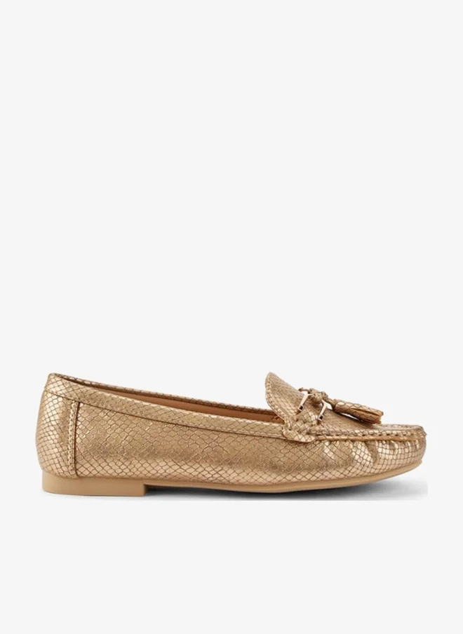 Textured Slip-On Loafers with Tassel  Accent