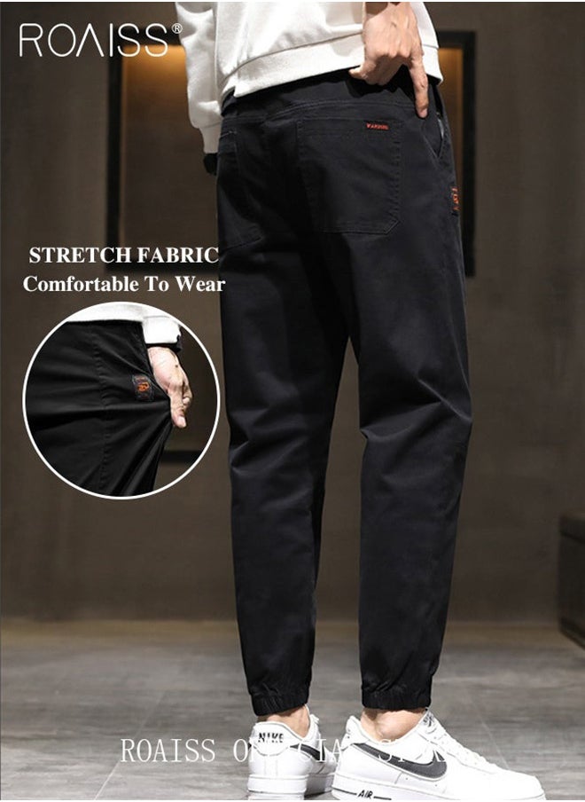 roaiss Men Fashionable and Comfortable Cotton Cargo Pants Loose Fit Joggers with Cuffed Ankles Ideal for Sports and Casual Wear  - Image 1