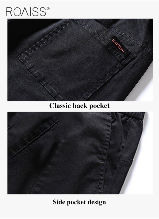 roaiss Men Fashionable and Comfortable Cotton Cargo Pants Loose Fit Joggers with Cuffed Ankles Ideal for Sports and Casual Wear  - Image 5