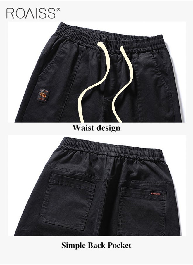roaiss Men Fashionable and Comfortable Cotton Cargo Pants Loose Fit Joggers with Cuffed Ankles Ideal for Sports and Casual Wear  - Image 4