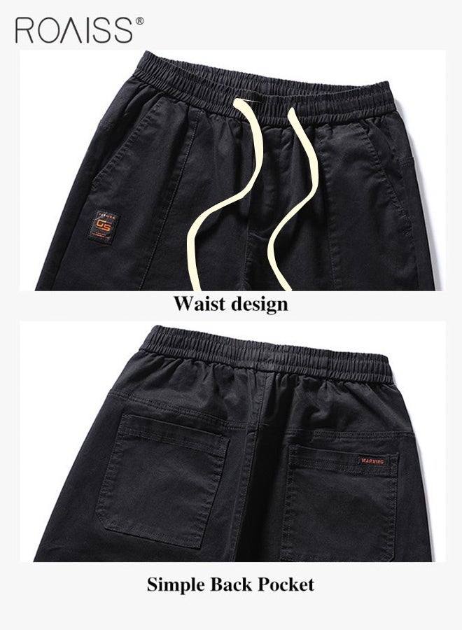 roaiss Men Fashionable and Comfortable Cotton Cargo Pants Loose Fit Joggers with Cuffed Ankles Ideal for Sports and Casual Wear  - Image 5