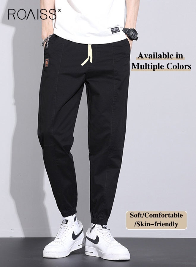 roaiss Men Fashionable and Comfortable Cotton Cargo Pants Loose Fit Joggers with Cuffed Ankles Ideal for Sports and Casual Wear  - Image 1