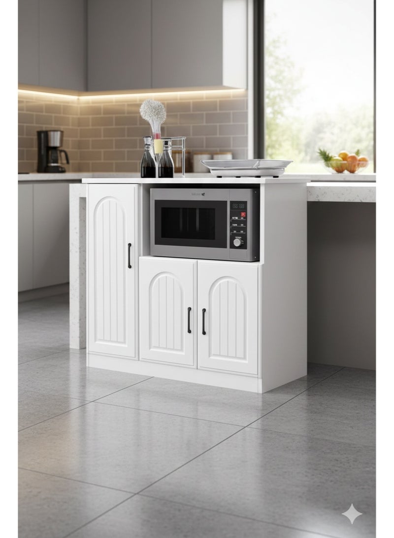 EXPERT Coffee Corner Cabinet, Living Room Dining Room Office, Multifunctional Kitchen Storage Cabinet, Modern Freestanding Sideboard with Microwave Organizer White - Image 5
