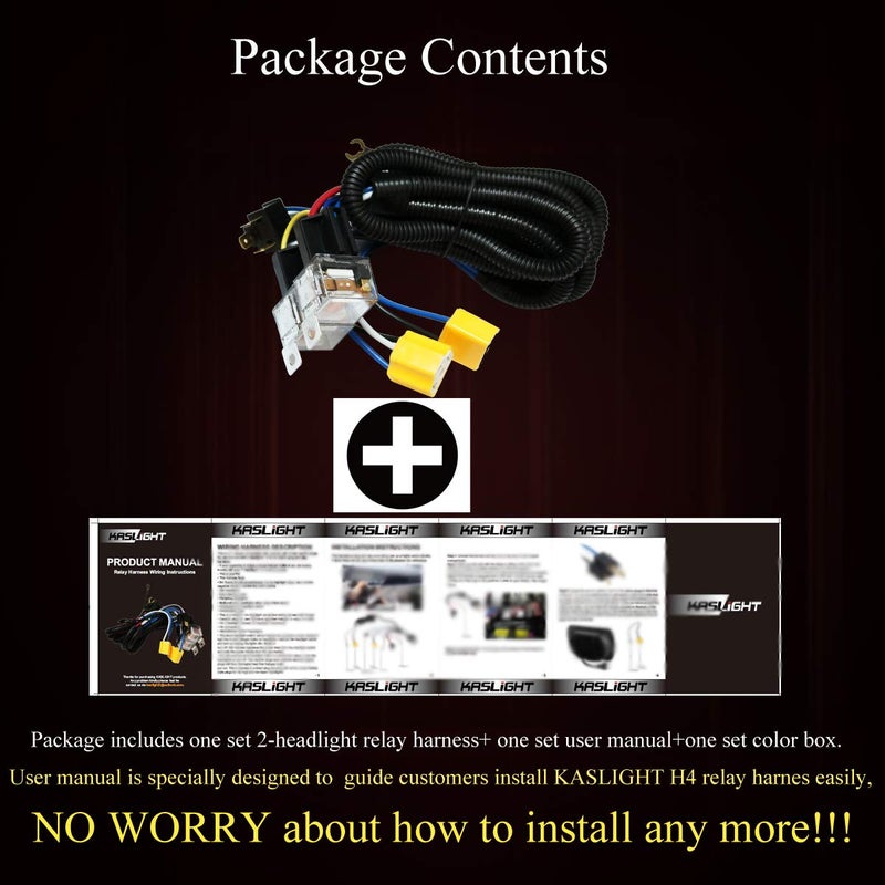 KASLIGHT 1Set 2 Headlight Wiring Harness H4 Relay Harness H6054 LED Headlight Connector Socket Kit for 9003 6054 Toyota 95-97 Tacoma 88-95 Pickup Headlamp Fix Dual Light Dim Dual Ground Problem - Image 3