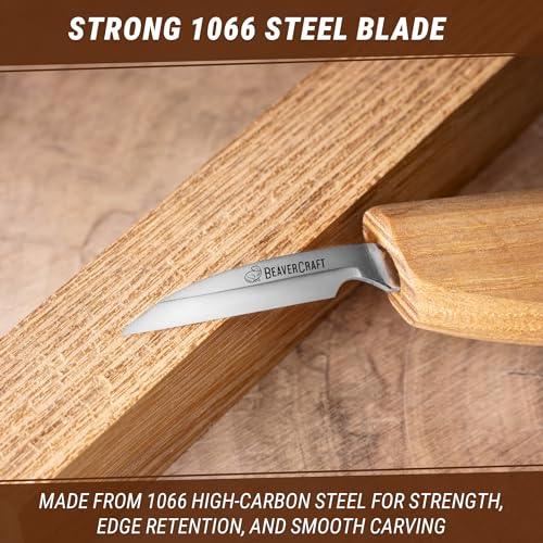 BeaverCraft Wood Chip Carving Knife C8 1.8" Sloyd Whittling Knife for Detail - Wood Carving Tools for Beginners and Kids - Image 5