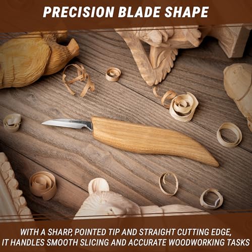 BeaverCraft Wood Chip Carving Knife C8 1.8" Sloyd Whittling Knife for Detail - Wood Carving Tools for Beginners and Kids - Image 4