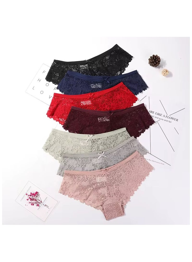 7 Pieces Women Underwear Seamless Lace Hipster Low Rise Panties  - Image 1