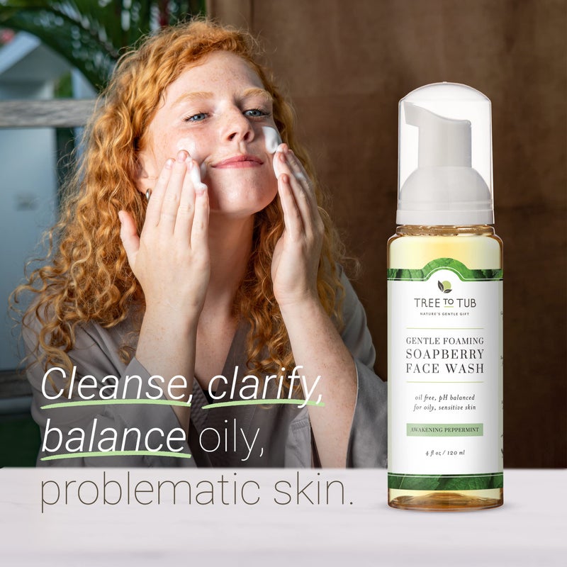 Tree to Tub Sensitive Skin Face Wash for Oily or Combination Skin - Gentle Tea Tree Face Cleanser for Women & Men, Oil Free Daily Foaming Facial Cleanser w/Organic Aloe Vera, All Natural Peppermint - Image 2