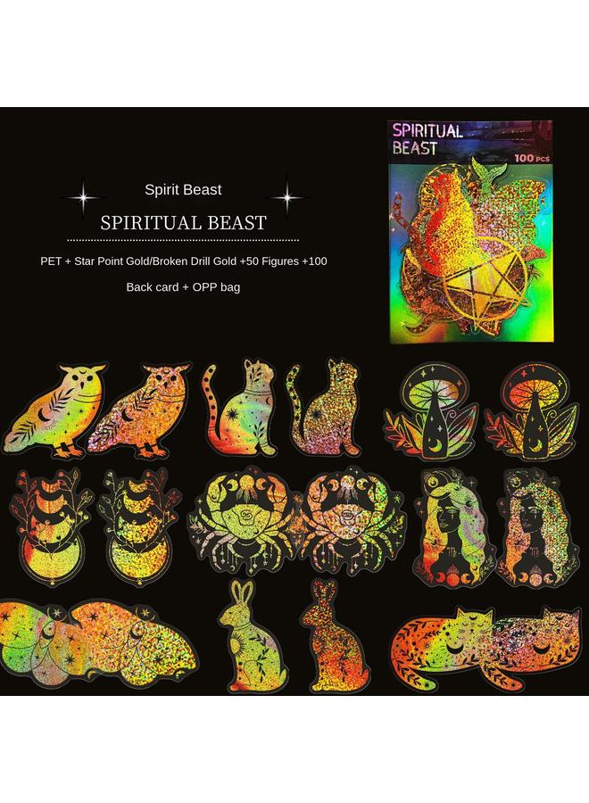 Bluejw 100 Transparent Laser Stickers New PET Creative Diy Retro Laser Hand Account Holographic Stickers - Image 1