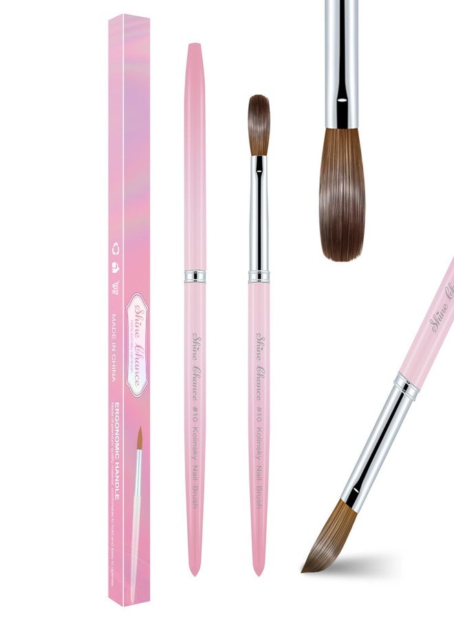 Shine Chance Acrylic Nail Brush Size 10, 100% Pure Kolinsky Nail Brush for Acrylic Application, Professional Nail Extension Manicure Tool Nail Drawing Pen for DIY Home Salon(Pink) - Image 1