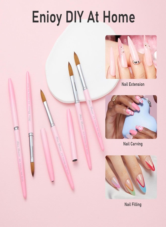 Shine Chance Acrylic Nail Brush Size 10, 100% Pure Kolinsky Nail Brush for Acrylic Application, Professional Nail Extension Manicure Tool Nail Drawing Pen for DIY Home Salon(Pink) - Image 5