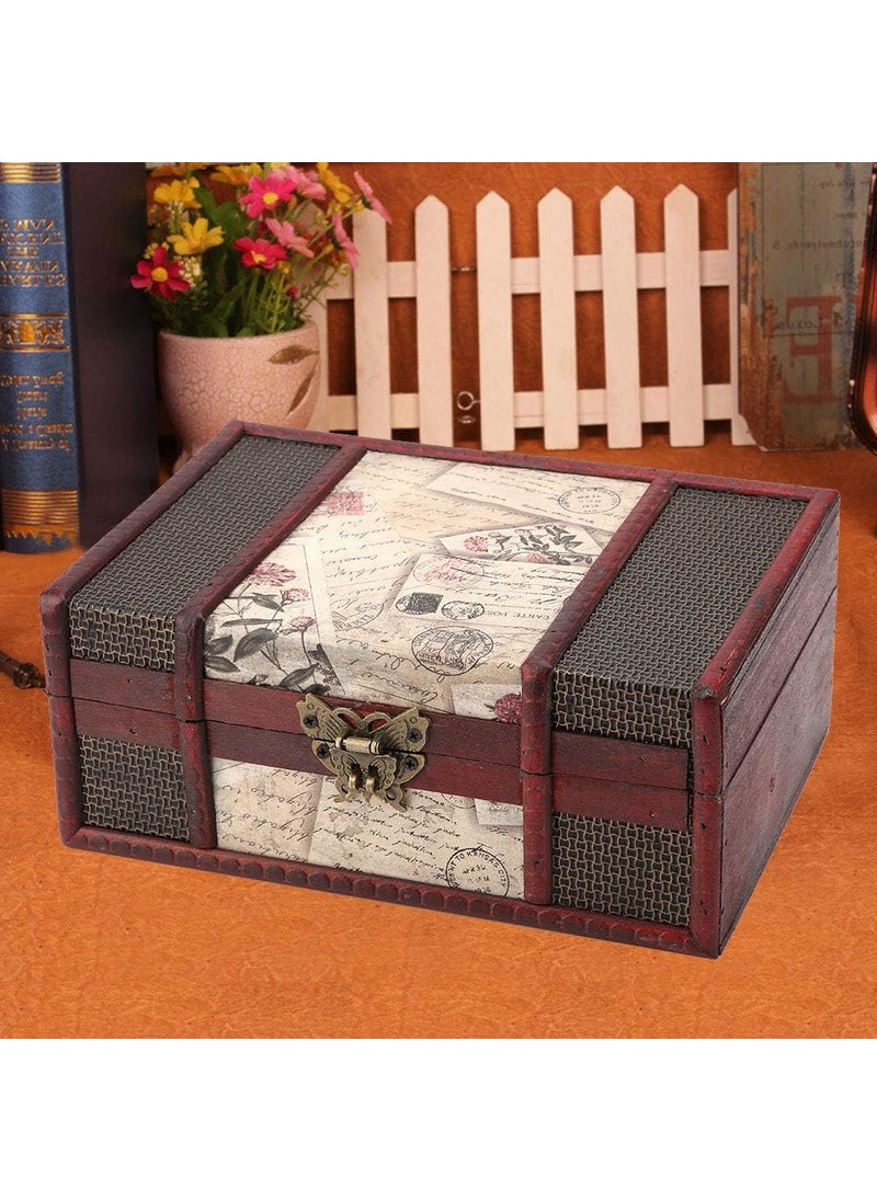 HURRISE HURRISE Vintage Wooden Storage Box Small Size Jewelry Organizer Book Retro Storage Box Vintage Decorative Wooden Jewelry Box Jewelry Treasure ChestStamp with lock  - Image 3
