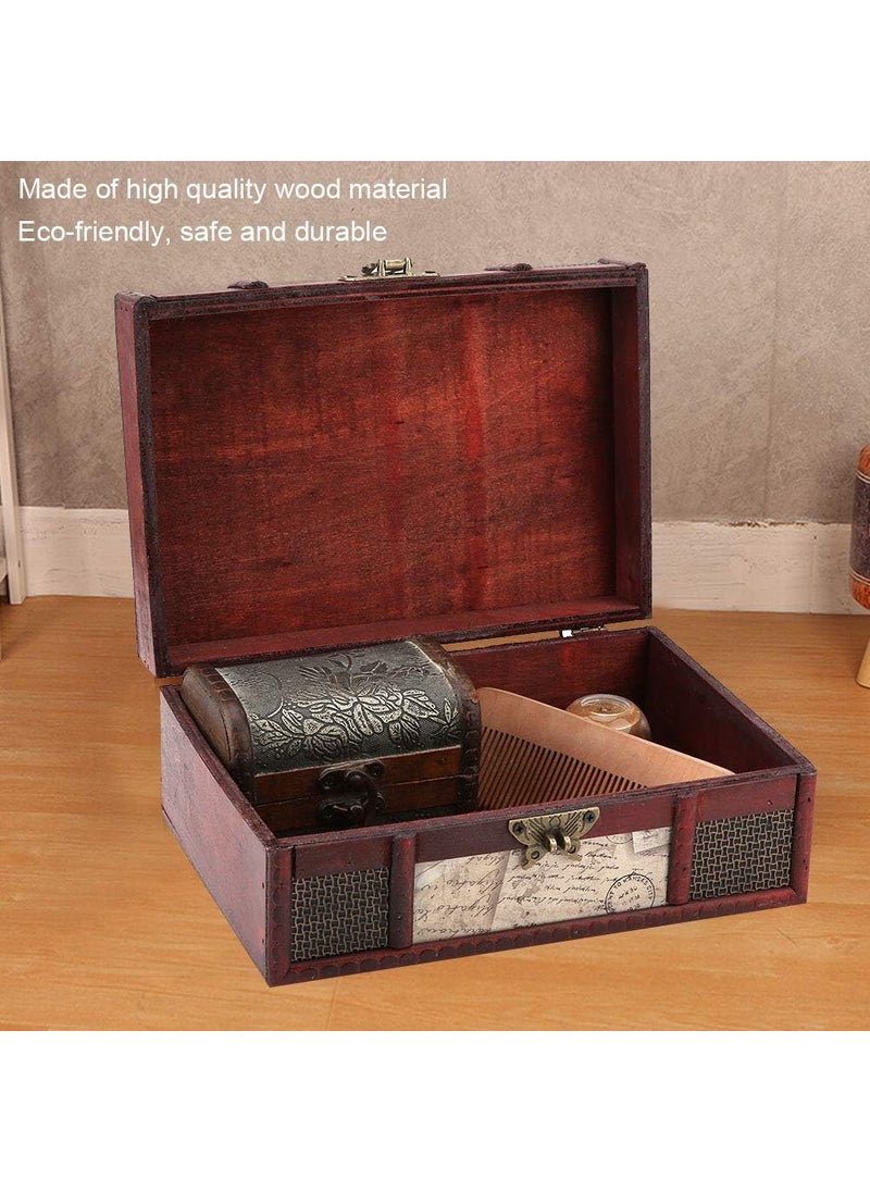 HURRISE HURRISE Vintage Wooden Storage Box Small Size Jewelry Organizer Book Retro Storage Box Vintage Decorative Wooden Jewelry Box Jewelry Treasure ChestStamp with lock  - Image 4