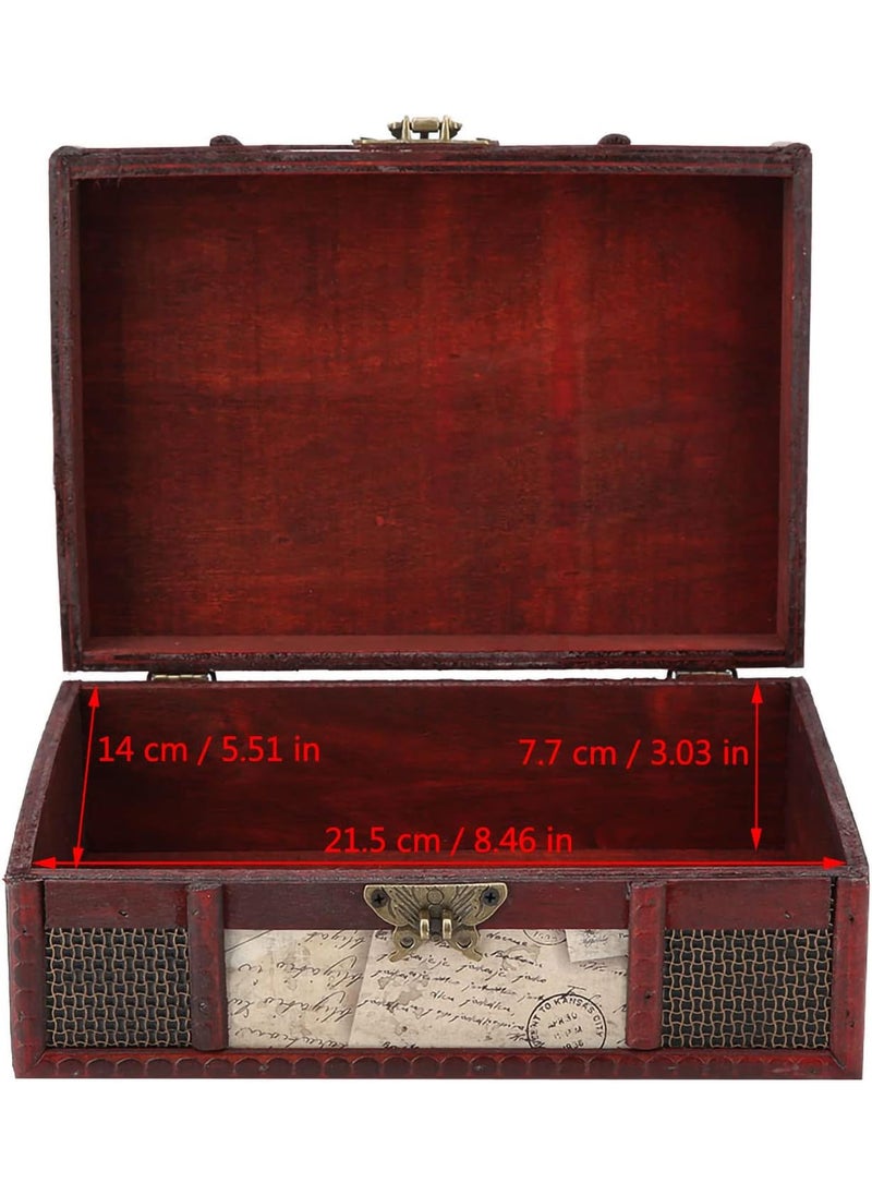 HURRISE HURRISE Vintage Wooden Storage Box Small Size Jewelry Organizer Book Retro Storage Box Vintage Decorative Wooden Jewelry Box Jewelry Treasure ChestStamp with lock  - Image 5