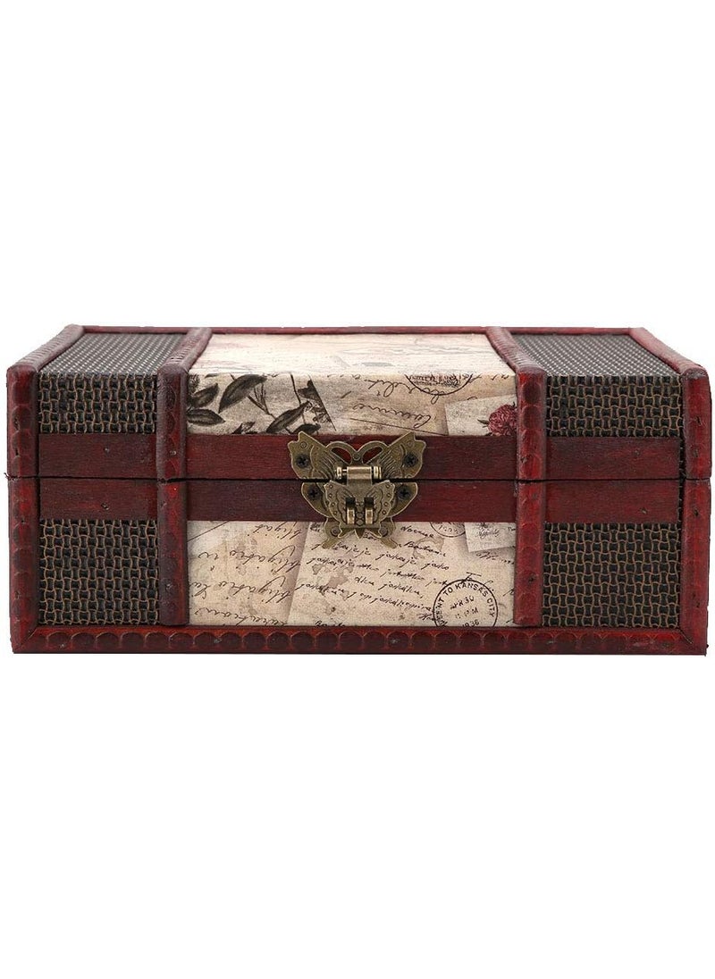 HURRISE HURRISE Vintage Wooden Storage Box Small Size Jewelry Organizer Book Retro Storage Box Vintage Decorative Wooden Jewelry Box Jewelry Treasure ChestStamp with lock  - Image 2