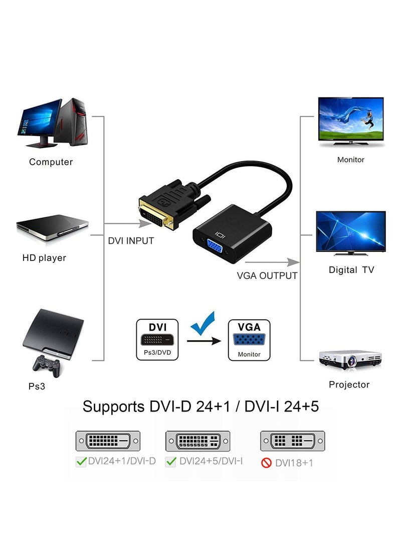 Generic DVI to VGA Adapter Cable Supports 1920x1080 Gold Plated DVI to VGA Converter Cable DVI Male to VGA Female Adapter Cable  - Image 2