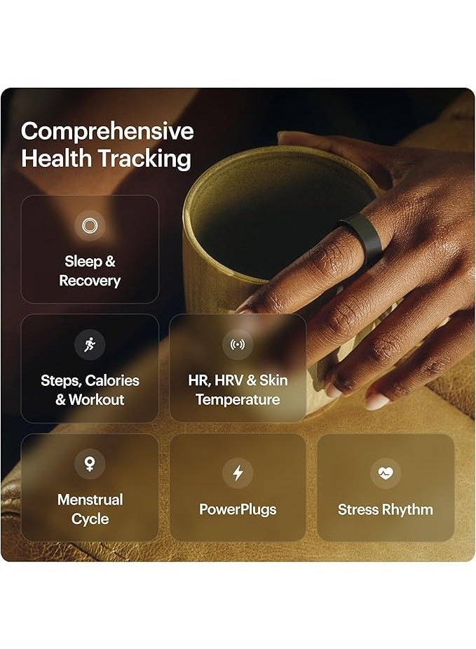 التراهيومان Ultrahuman Ring AIR – جهاز ذكي قابل للارتداء لتتبع النوم المتقدم، مع مراقبة تغيّر نبضات القلب ودرجة الحرارة، وتتبع التمارين والحركة والتعافي – رمادي مطفي، مقاس 08 - Image 5