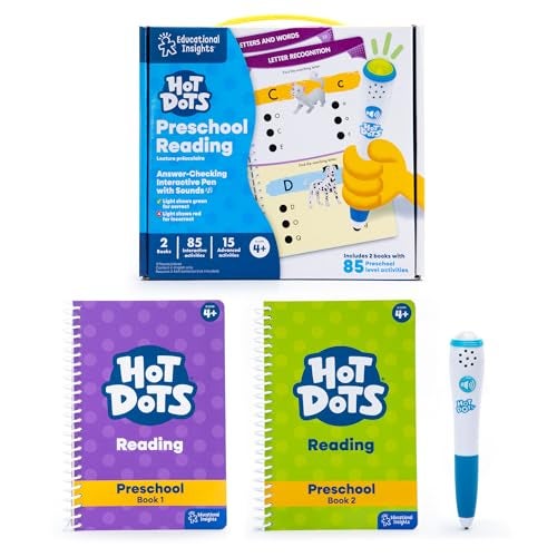 Educational Insights Hot Dots Preschool Reading Set - Preschool Workbooks with Interactive Pen, Homeschool Learning Activities, Learn to Read Activity Books for Kids Ages 4+ - Image 1