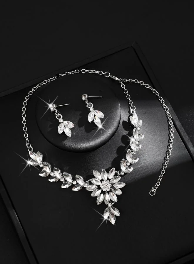 Take Two 2-Piece Embellished Rhinestone Necklace and Earrings Jewelry Set