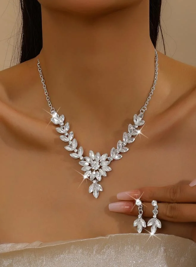 Take Two 2-Piece Embellished Rhinestone Necklace and Earrings Jewelry Set