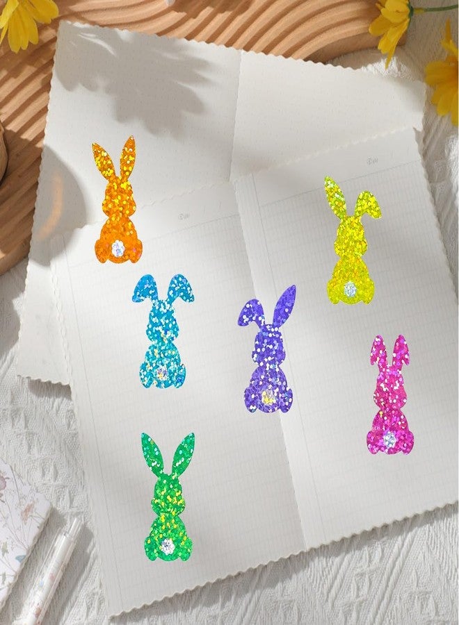 Hrnsnails 500Pcs Easter Bunny Stickers Roll - Laser Bunny Shape Self-Adhesive Sealing Stickers, 6 Colors 1.5inch Waterproof Decals for Easter Spring Party Envelope Scrapbook Decor - Image 3