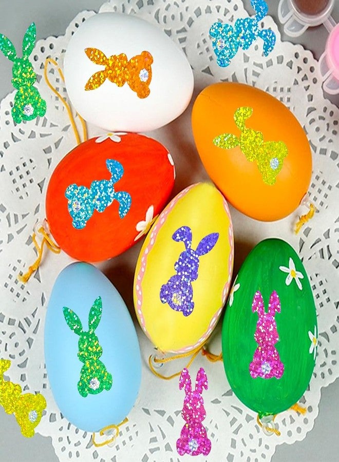 Hrnsnails 500Pcs Easter Bunny Stickers Roll - Laser Bunny Shape Self-Adhesive Sealing Stickers, 6 Colors 1.5inch Waterproof Decals for Easter Spring Party Envelope Scrapbook Decor - Image 2