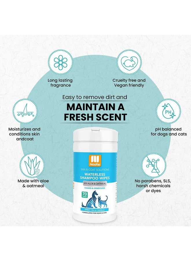 nootie Waterless Shampoo Wipes For Dogs & Cats  Long Lasting Sweet Pea Vanilla Fragrance  Sold In Over 10,000 Vet Clinics And Pet Stores Worldwide, Made In Usa  70 Count - Image 3