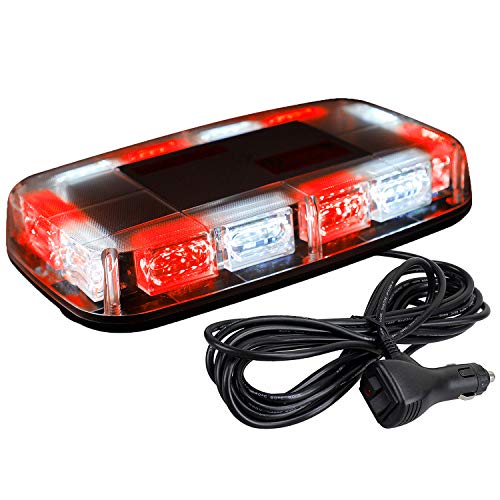 ASPL 48LED Roof Top Strobe Lights, High Visibility Emergency Safety Warning LED Mini Strobe Light bar with Magnetic Base for 12-24V Snow Plow, Trucks, Construction Vehicles (Red/White) - Image 1