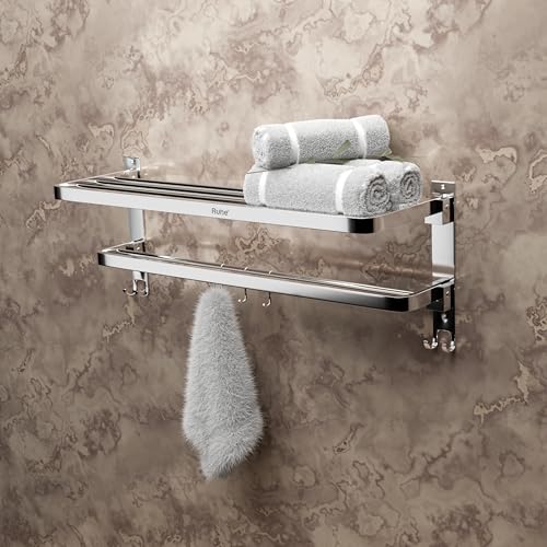 Ruhe® Dual Folding Towel Rack | Premium Grade Stainless Steel Dual Folding Towel Rack/Towel Holder/Towel Stand/Accessories for Bathroom and Kitchen | (24 Inches) - Image 1