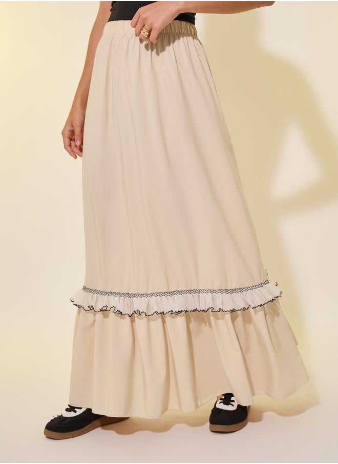 Take Two Mid Rise A-Line Lace Detail Maxi Skirt  - Image 2