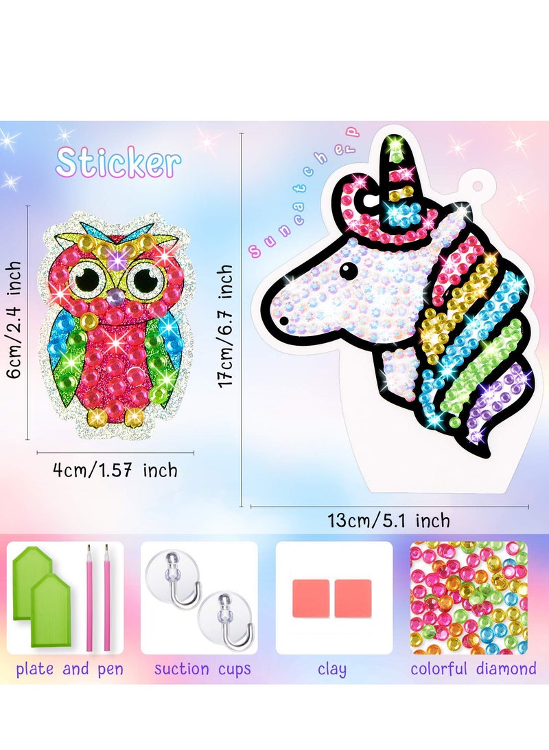 SOLARAE طقم رسم الماس للأطفال، 24 قطعة ملصقات حيوانات كرتونية يونيكورن 5D لرسم الماس، أدوات رسم DIY مناسبة لفنون وحرف الأطفال ملصقات فن الماس - Image 5