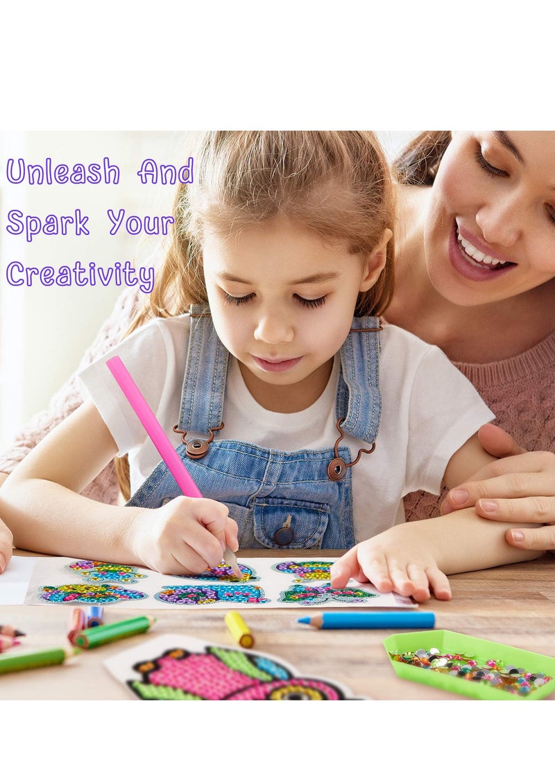 SOLARAE طقم رسم الماس للأطفال، 24 قطعة ملصقات حيوانات كرتونية يونيكورن 5D لرسم الماس، أدوات رسم DIY مناسبة لفنون وحرف الأطفال ملصقات فن الماس - Image 2