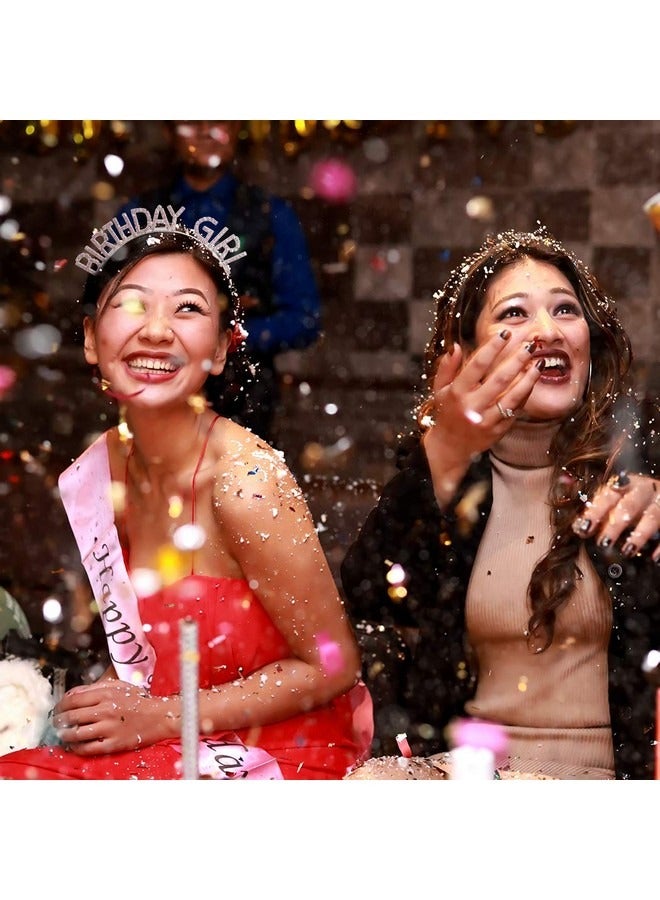 Beauenty Birthday Headband, Crown Hair Band, Happy Birthday Princess Tiara, Rhinestone Alphabet Birthday Hair Hoop Headdress, Birthday Party Accessories Supplies, for Women Girls (Pink) - Image 3