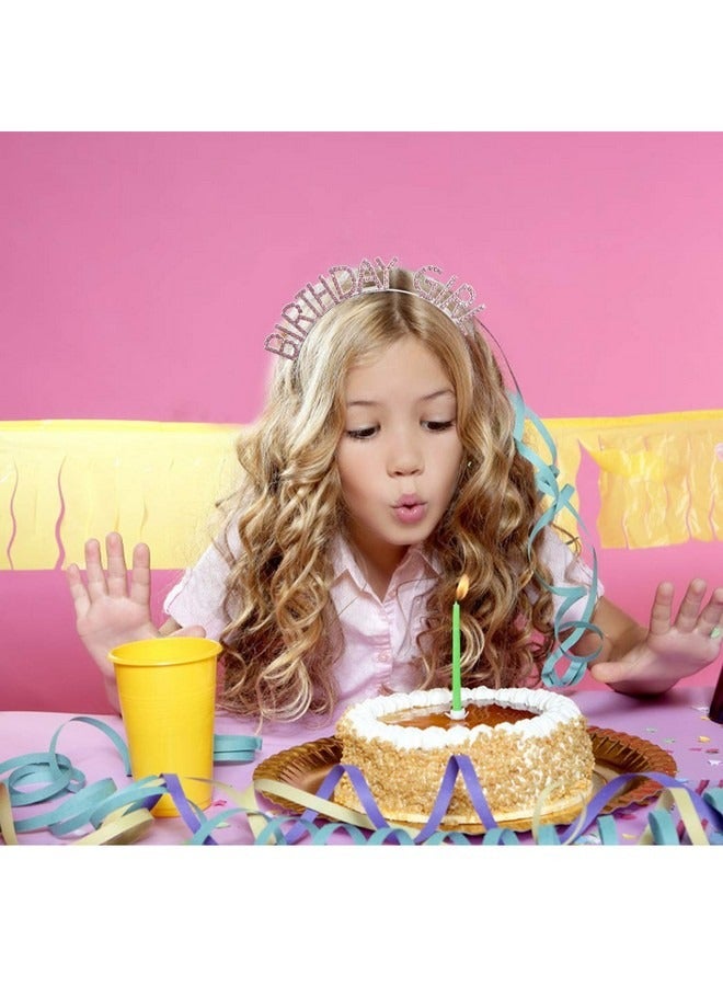 Beauenty Birthday Headband, Crown Hair Band, Happy Birthday Princess Tiara, Rhinestone Alphabet Birthday Hair Hoop Headdress, Birthday Party Accessories Supplies, for Women Girls (Pink) - Image 2