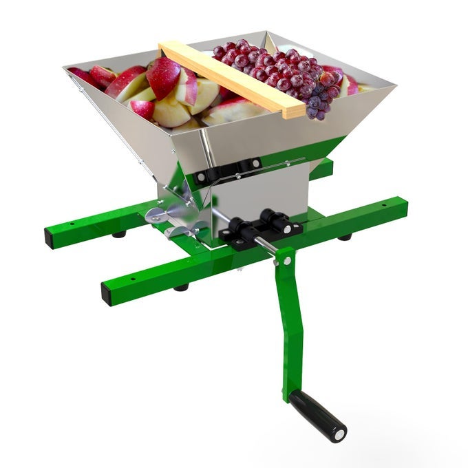 FRUIT AND APPLE CRUSHER 7L MANUAL JUICER GRINDER PORTABLE FRUIT SCRATTER PULPER FOR HOME BREWING CIDER PRESSING STAINLESS STEEL 18 GALLON GREEN