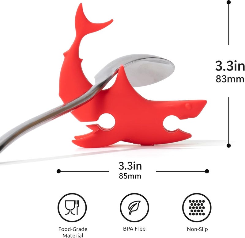 Li & Zhao Li&Zhao Funny Silicone Spoon Rest - 3 PCS Shark Spoon Rest for Stove Top Utensil Rest Kitchen Spoon Holder for Stove Organizer Cooking Gifts Kitchen Gifts - Image 3