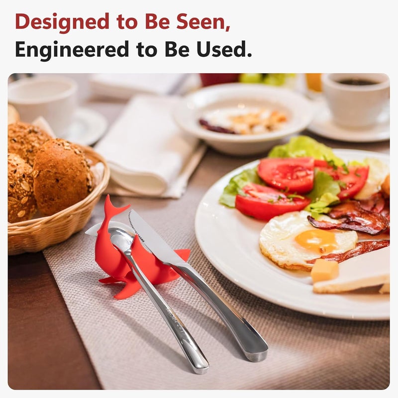 Li & Zhao Li&Zhao Funny Silicone Spoon Rest - 3 PCS Shark Spoon Rest for Stove Top Utensil Rest Kitchen Spoon Holder for Stove Organizer Cooking Gifts Kitchen Gifts - Image 2