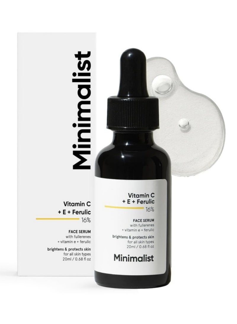 منيماليست سيروم فيتامين C بنسبة ‎16% من Minimalist مع مضادات الأكسدة لمكافحة علامات الشيخوخة ومنح البشرة إشراقة | يقلل من تلف البشرة والاحمرار لتفتيح البشرة الباهتة | مناسب لجميع أنواع البشرة | للنساء والرجال | ‎20 مل / ‎0.68 أونصة سائلة - Image 1