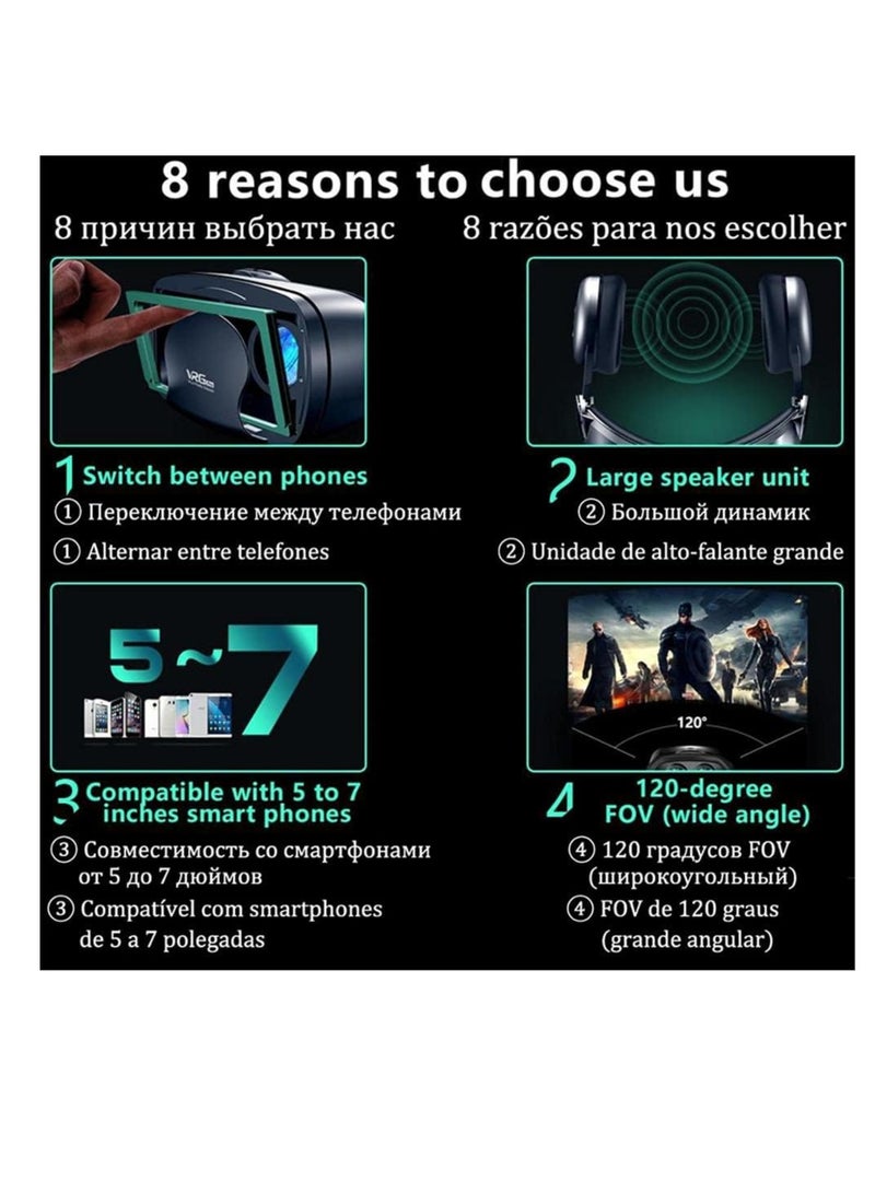 VRG Pro 3D VR Glasses VR Headset Virtual Reality Headset for iPhone and Android 5.0-7.0 Inch Play your best mobile games and 360 movies on all Android smartphones - Image 3