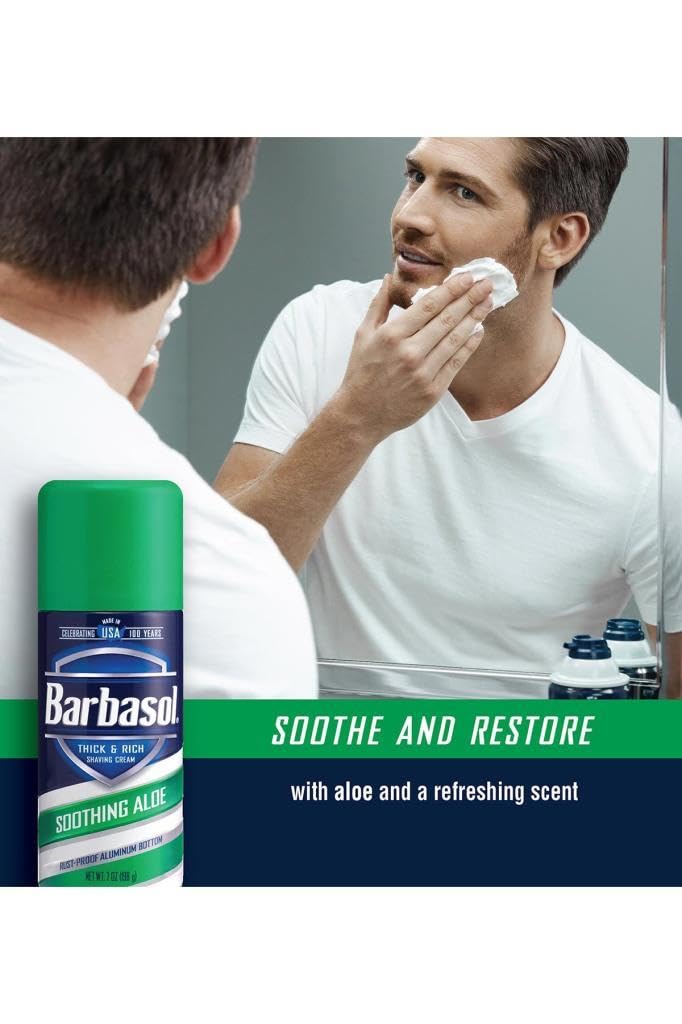 Barbasol PERIO PROD Barbasol Soothing Aloe Thick & Rich Shave Cream, 7 Oz, Pack of 1 - Image 3