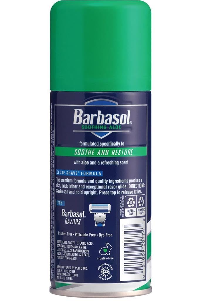 Barbasol PERIO PROD Barbasol Soothing Aloe Thick & Rich Shave Cream, 7 Oz, Pack of 1 - Image 2