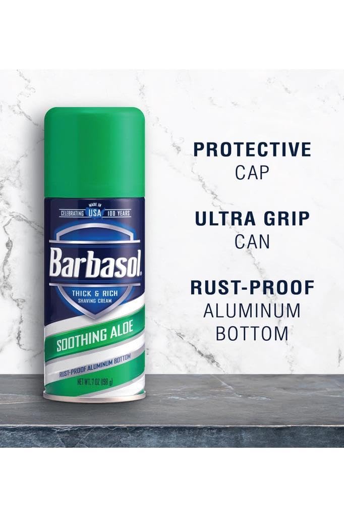 Barbasol PERIO PROD Barbasol Soothing Aloe Thick & Rich Shave Cream, 7 Oz, Pack of 1 - Image 4