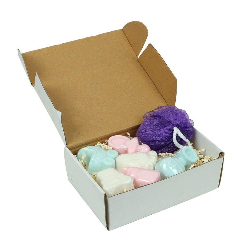 Crazy Sutra Baby Shower Gift Set Handmade Essentials Baby Shower Theme Soap with Body Wash and Loofah Brush Smooth Soft for Gifting Combo Set of 6 - Image 1