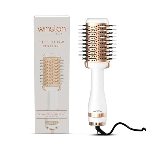 Winston 2-in-1 Hair Styling Blow Brush for Women - 1200 Watts | Hot Air Brush, Hair Volumizer Brush, Hair Blow Dryer Brush with Charcoal Bristles for Salon-Quality Volume and Shine (White) - 1-Year Warranty - Image 1