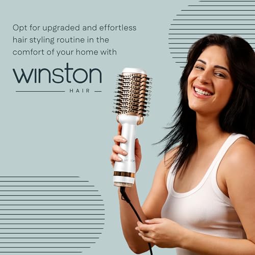 Winston 2-in-1 Hair Styling Blow Brush for Women - 1200 Watts | Hot Air Brush, Hair Volumizer Brush, Hair Blow Dryer Brush with Charcoal Bristles for Salon-Quality Volume and Shine (White) - 1-Year Warranty - Image 2