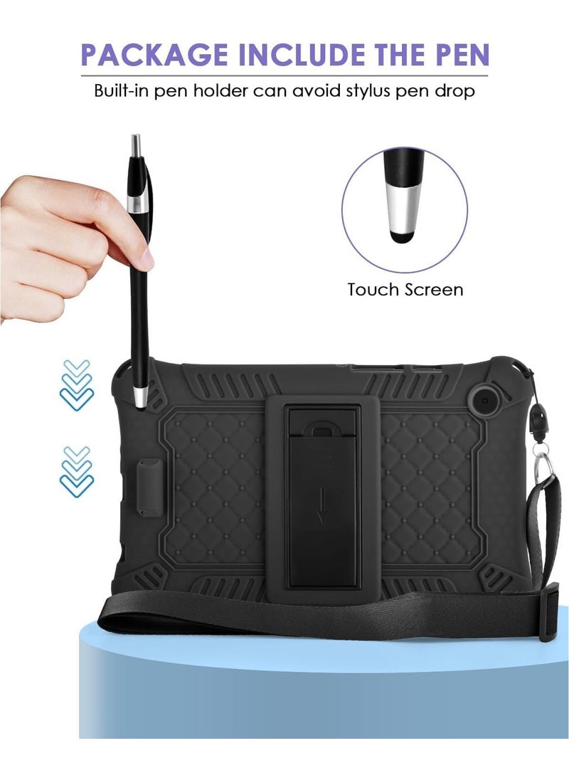 Generic - Silicone Case Compatible with Samsung Galaxy Tab A9 Case 8.7 inch (SM-X110/ SM-X115/ SM-X117) Soft Rubber Case with Stylus Pen Shoulder Strap Galaxy Tab A9 Case - Image 1